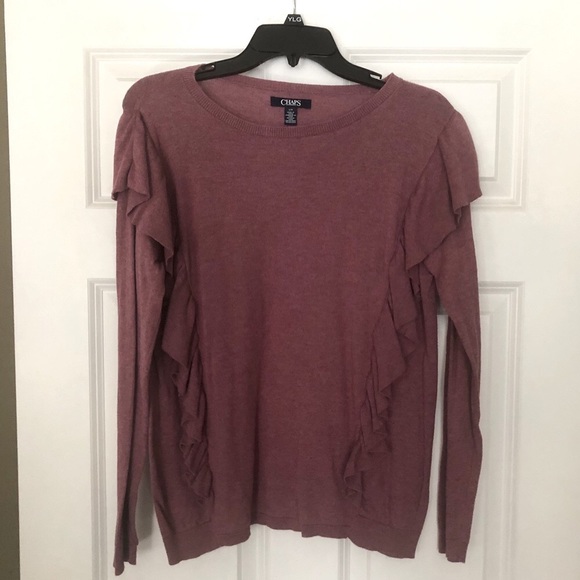 CHAPS Ruffle Sweater - Picture 4 of 7